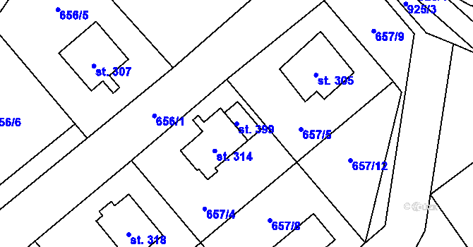 Parcela st. 399 v KÚ Skryje nad Berounkou, Katastrální mapa