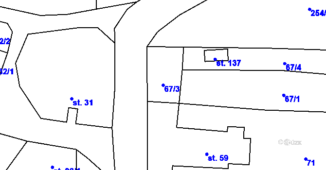 Parcela st. 67/3 v KÚ Skryje nad Berounkou, Katastrální mapa