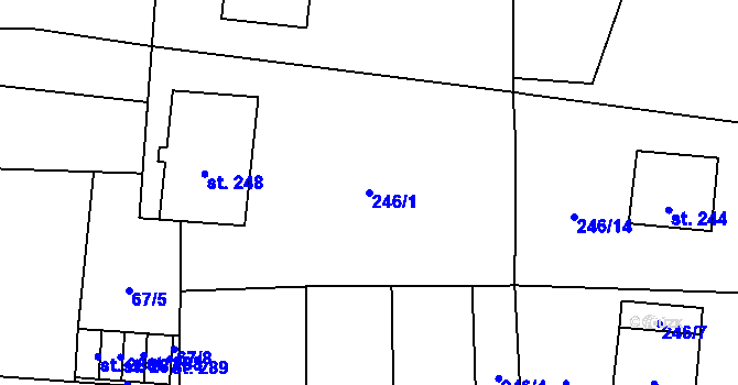 Parcela st. 246/1 v KÚ Skryje nad Berounkou, Katastrální mapa