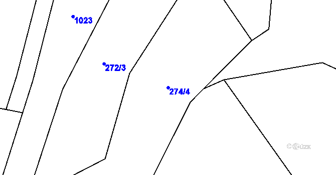 Parcela st. 274/4 v KÚ Skryje nad Berounkou, Katastrální mapa