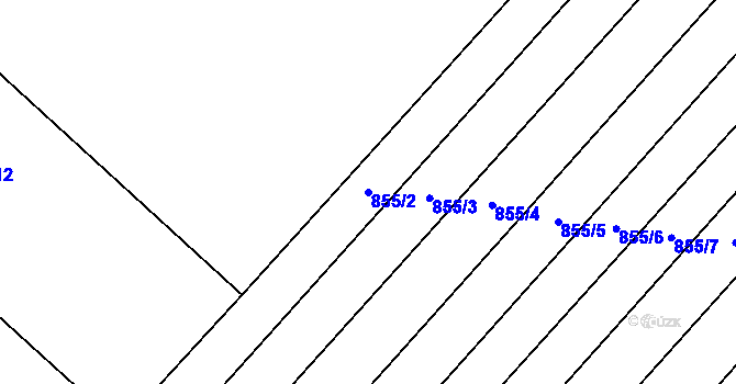 Parcela st. 855/2 v KÚ Skryje nad Berounkou, Katastrální mapa