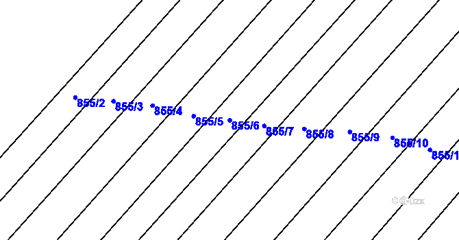 Parcela st. 855/6 v KÚ Skryje nad Berounkou, Katastrální mapa
