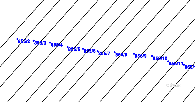 Parcela st. 855/7 v KÚ Skryje nad Berounkou, Katastrální mapa