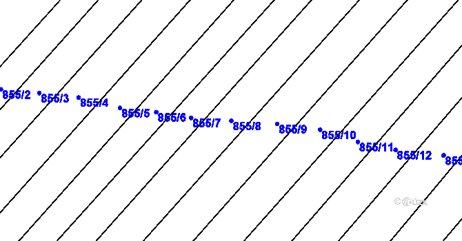 Parcela st. 855/8 v KÚ Skryje nad Berounkou, Katastrální mapa