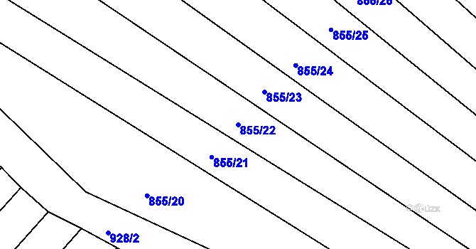 Parcela st. 855/22 v KÚ Skryje nad Berounkou, Katastrální mapa