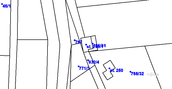 Parcela st. 249/1 v KÚ Skryje nad Berounkou, Katastrální mapa