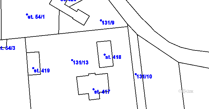 Parcela st. 418 v KÚ Skryje nad Berounkou, Katastrální mapa