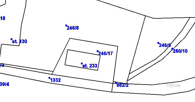 Parcela st. 246/17 v KÚ Skryje nad Berounkou, Katastrální mapa