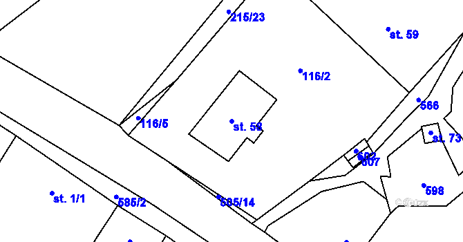Parcela st. 58 v KÚ Sirákovice, Katastrální mapa