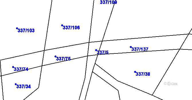 Parcela st. 337/5 v KÚ Sirákovice, Katastrální mapa