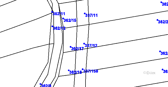 Parcela st. 337/12 v KÚ Sirákovice, Katastrální mapa