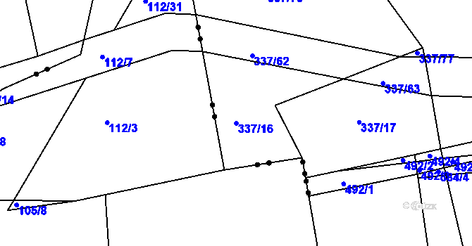 Parcela st. 337/16 v KÚ Sirákovice, Katastrální mapa