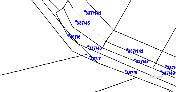 Parcela st. 337/46 v KÚ Sirákovice, Katastrální mapa