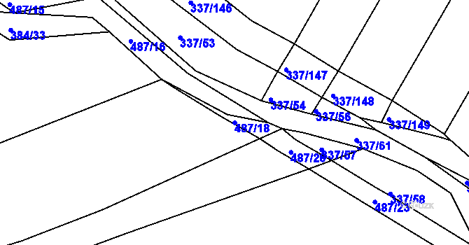 Parcela st. 487/18 v KÚ Sirákovice, Katastrální mapa