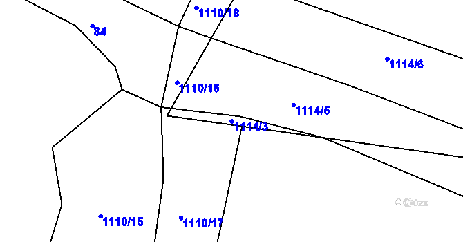 Parcela st. 1114/3 v KÚ Stupárovice, Katastrální mapa