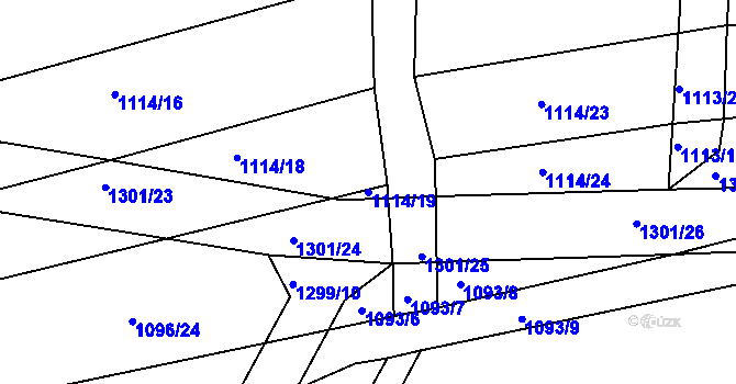 Parcela st. 1114/19 v KÚ Stupárovice, Katastrální mapa