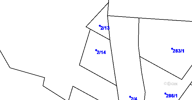 Parcela st. 2/14 v KÚ Skryje nad Jihlavou, Katastrální mapa