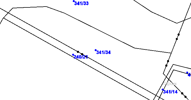 Parcela st. 341/34 v KÚ Skryje nad Jihlavou, Katastrální mapa
