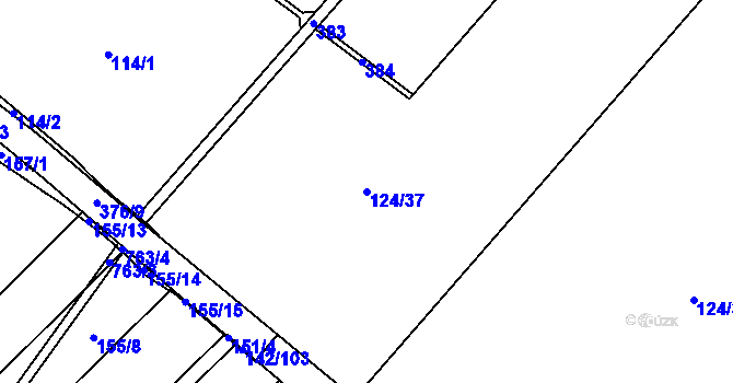 Parcela st. 124/37 v KÚ Skryje nad Jihlavou, Katastrální mapa