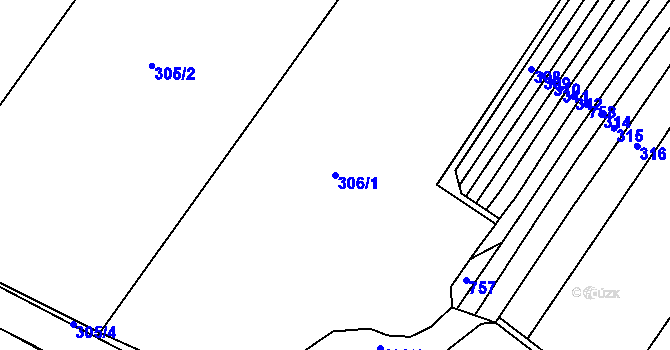 Parcela st. 306/1 v KÚ Skryje nad Jihlavou, Katastrální mapa