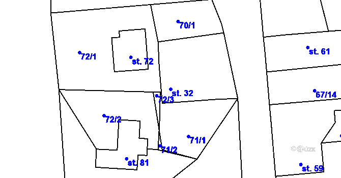 Parcela st. 32 v KÚ Skrýšov u Pelhřimova, Katastrální mapa