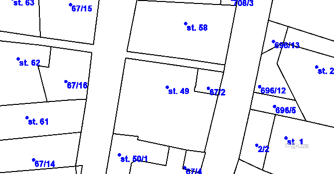 Parcela st. 49 v KÚ Skrýšov u Pelhřimova, Katastrální mapa