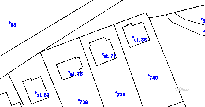 Parcela st. 77 v KÚ Skrýšov u Pelhřimova, Katastrální mapa