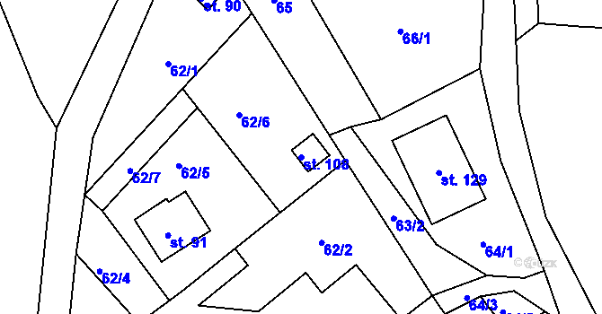 Parcela st. 108 v KÚ Skrýšov u Pelhřimova, Katastrální mapa