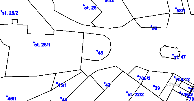 Parcela st. 48 v KÚ Skrýšov u Pelhřimova, Katastrální mapa