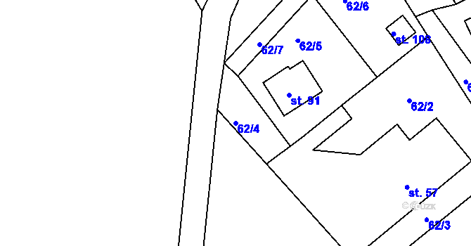 Parcela st. 62/4 v KÚ Skrýšov u Pelhřimova, Katastrální mapa