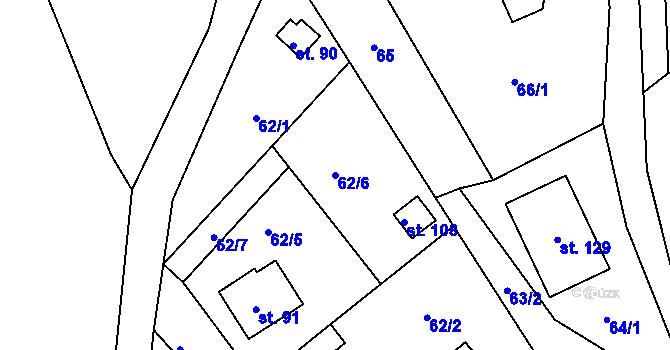Parcela st. 62/6 v KÚ Skrýšov u Pelhřimova, Katastrální mapa