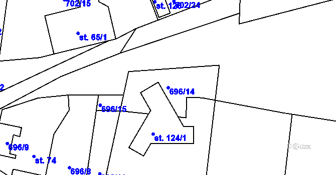 Parcela st. 696/14 v KÚ Skrýšov u Pelhřimova, Katastrální mapa