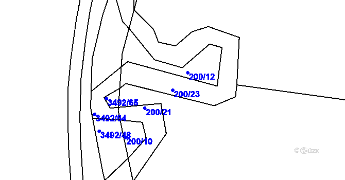 Parcela st. 200/23 v KÚ Skrýšov u Pelhřimova, Katastrální mapa
