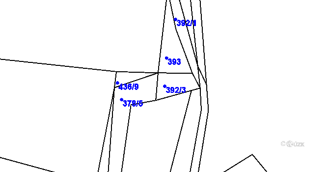 Parcela st. 392/3 v KÚ Skrýšov u Pelhřimova, Katastrální mapa