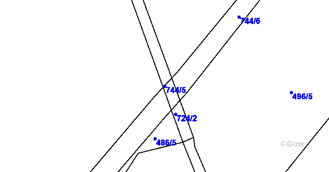 Parcela st. 744/5 v KÚ Skrýšov u Pelhřimova, Katastrální mapa
