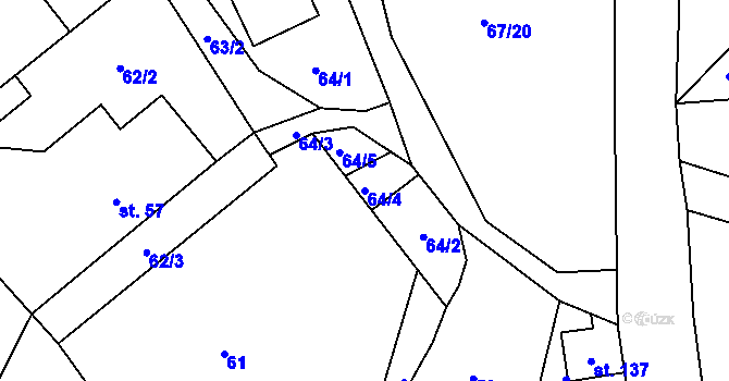 Parcela st. 64/4 v KÚ Skrýšov u Pelhřimova, Katastrální mapa