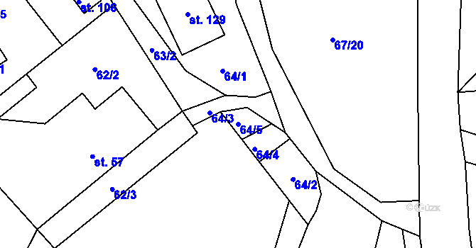 Parcela st. 64/5 v KÚ Skrýšov u Pelhřimova, Katastrální mapa