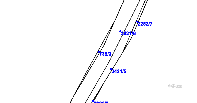 Parcela st. 735/3 v KÚ Skrýšov u Pelhřimova, Katastrální mapa