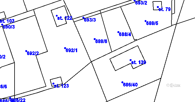 Parcela st. 686/41 v KÚ Skrýšov u Pelhřimova, Katastrální mapa