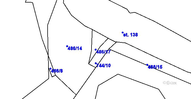 Parcela st. 486/17 v KÚ Skrýšov u Pelhřimova, Katastrální mapa