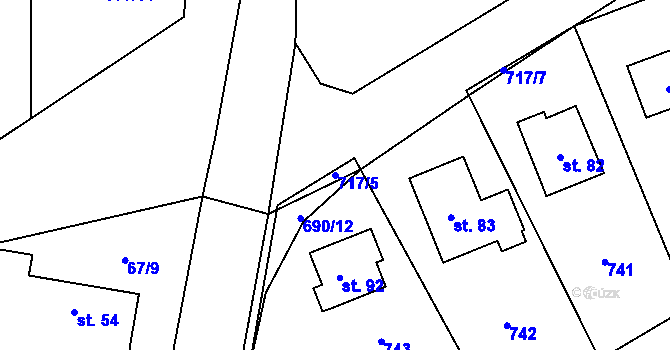 Parcela st. 717/5 v KÚ Skrýšov u Pelhřimova, Katastrální mapa