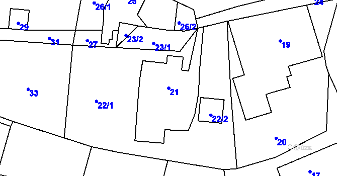 Parcela st. 21 v KÚ Skřečoň, Katastrální mapa