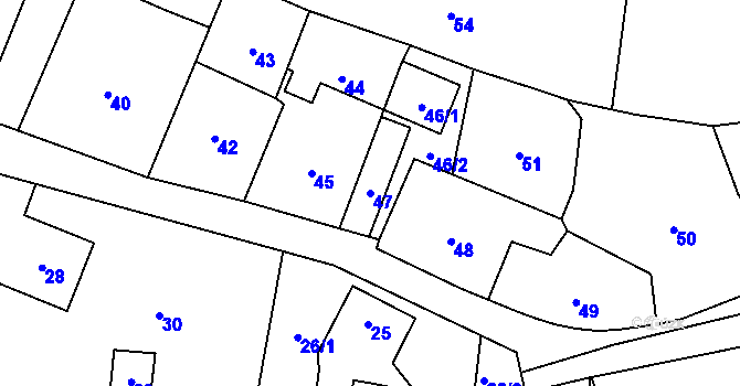 Parcela st. 47 v KÚ Skřečoň, Katastrální mapa