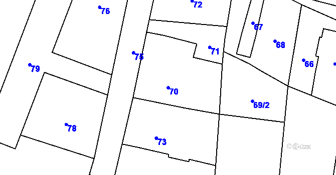Parcela st. 70 v KÚ Skřečoň, Katastrální mapa