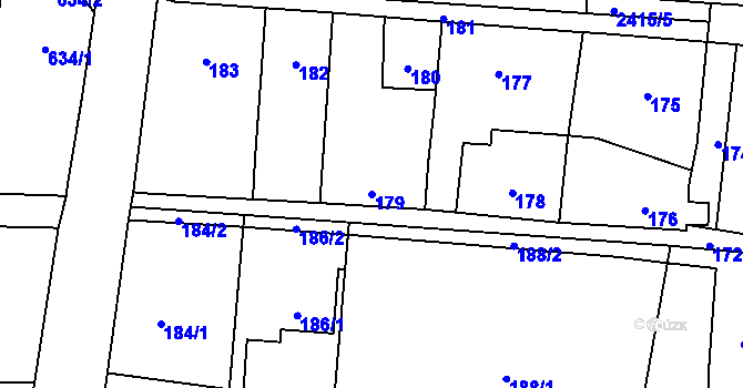 Parcela st. 179 v KÚ Skřečoň, Katastrální mapa