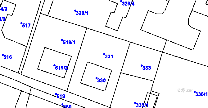 Parcela st. 331 v KÚ Skřečoň, Katastrální mapa