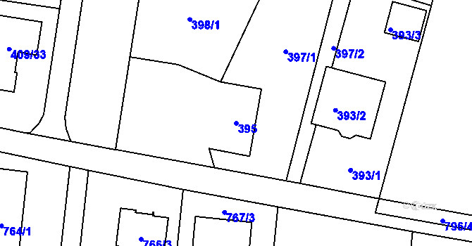 Parcela st. 395 v KÚ Skřečoň, Katastrální mapa