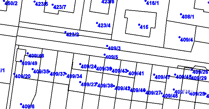 Parcela st. 409/5 v KÚ Skřečoň, Katastrální mapa