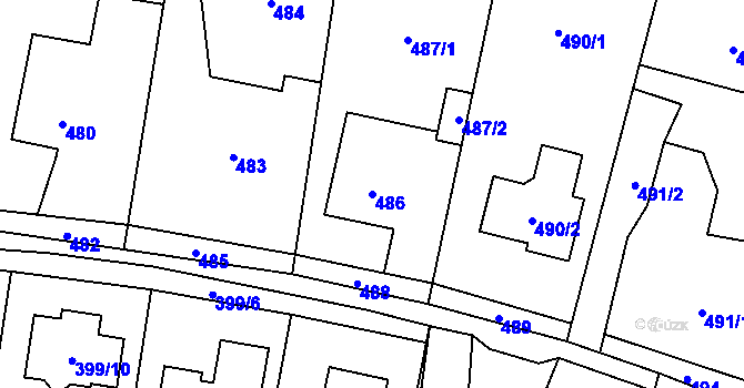 Parcela st. 486 v KÚ Skřečoň, Katastrální mapa