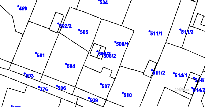 Parcela st. 508/2 v KÚ Skřečoň, Katastrální mapa
